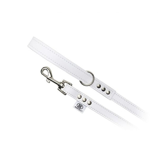 Buddybelt BB Leather Leash, 3/4"x4' (for harness size 5-10) Luxury Whitecap