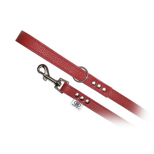 Buddybelt BB Leather Leash, 3/4"x4' (for harness size 5-10) Premium Red