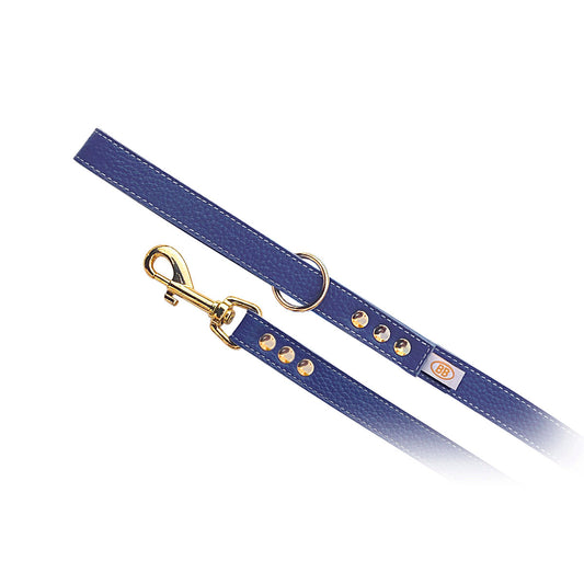 Buddybelt BB Leather Leash, 1/2"x4' (for harness size 1-4) Luxury Emblem Blue